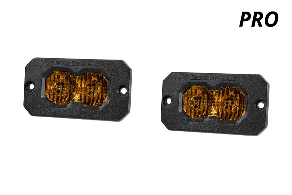 Diode Dynamics C2 2.0 Yellow Flood Pro Flush Amber BL (Pair) - Universal