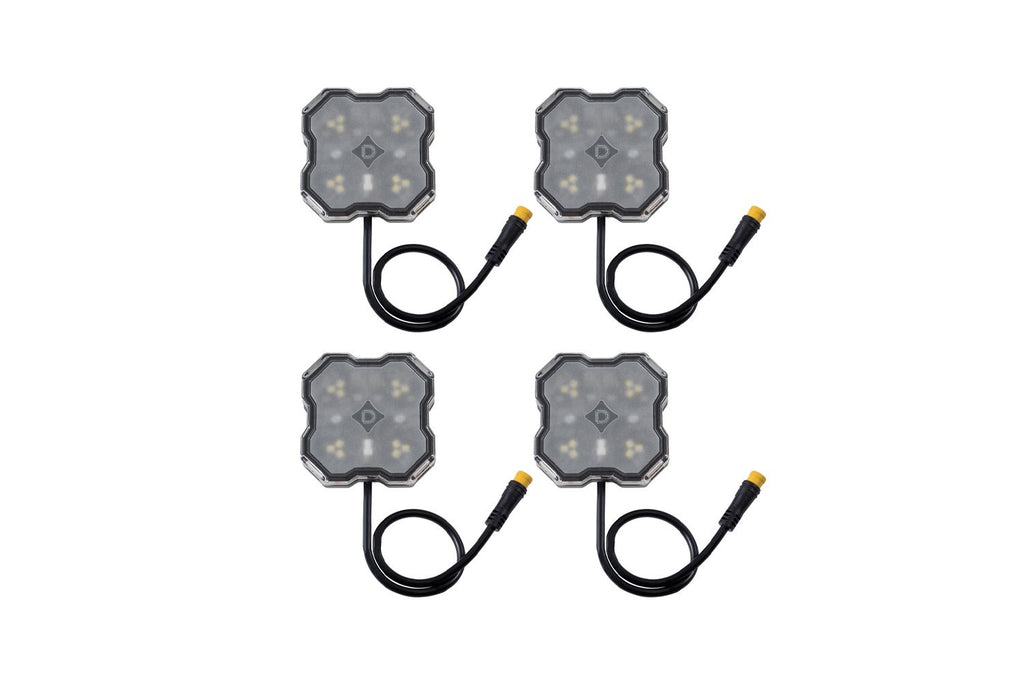 Diode Dynamics Stage Series Dual-Color White/Red LED Rock Light Kit (4-pack) w/o Magnet Mounts - Universal Fitment
