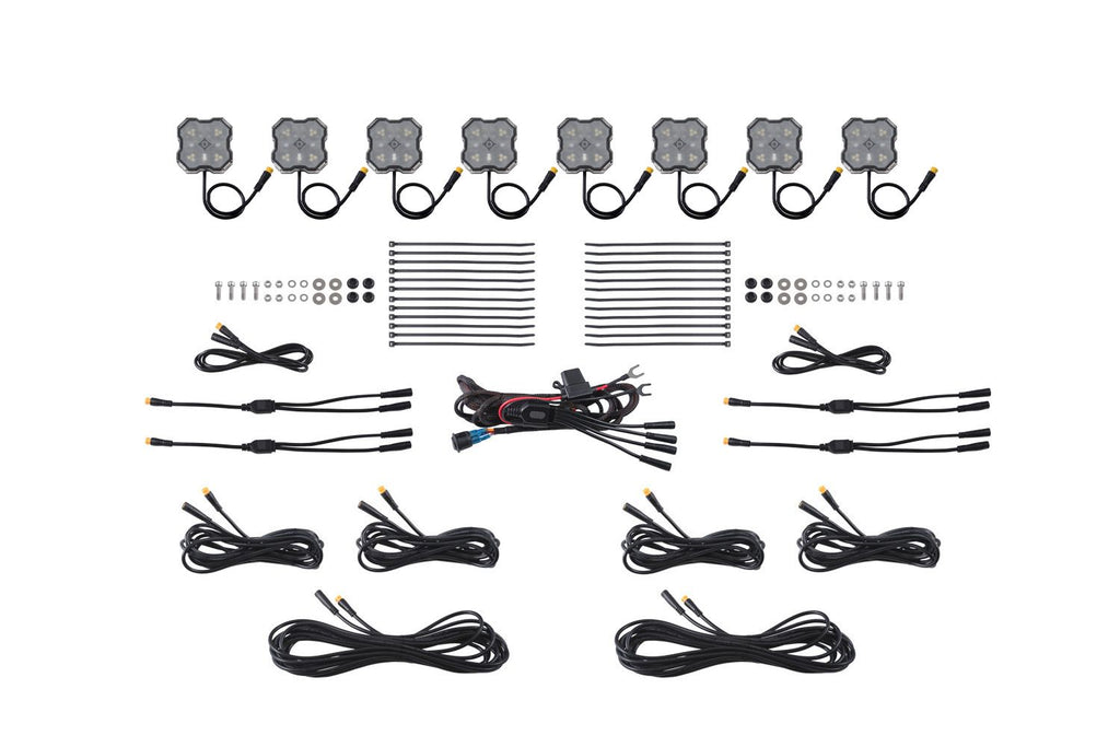 Diode Dynamics Stage Series Dual-Color White/Red LED Rock Light Kit (8-pack) w/o Magnet Mounts - Universal Fitment