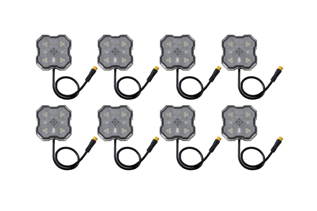 Diode Dynamics Stage Series Dual-Color White/Amber LED Rock Light Kit (8-pack) w/ Magnet Mounts - Universal Fitment