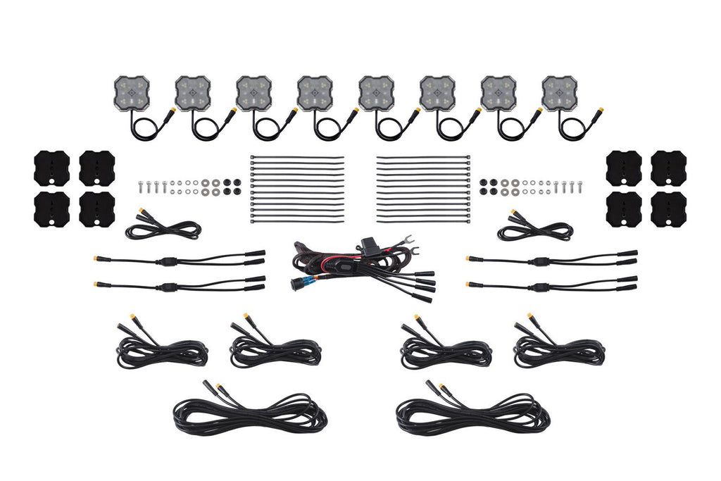Diode Dynamics Stage Series Dual-Color White/Red LED Rock Light Kit (8-pack) w/ Magnet Mounts - Universal Fitment