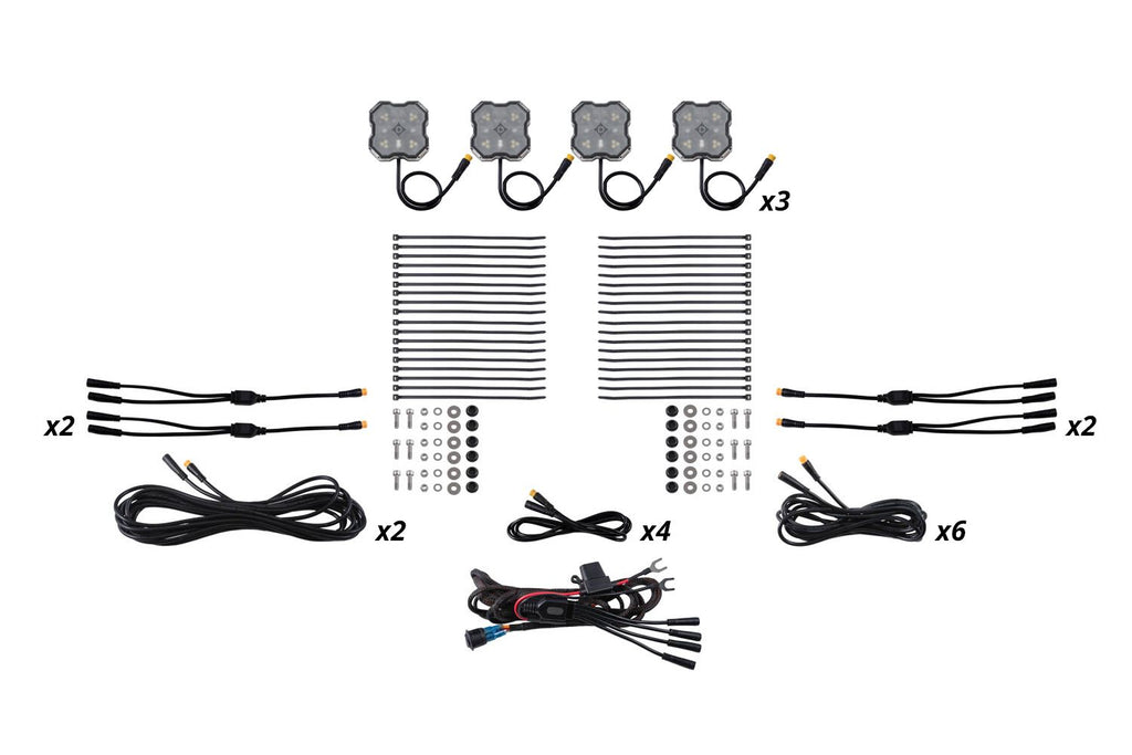 Diode Dynamics Stage Series Dual-Color White/Red LED Rock Light Kit (12-pack) - Universal Fitment