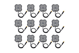 Diode Dynamics Stage Series Dual-Color White/Amber LED Rock Light Kit (12-pack) - Universal Fitment