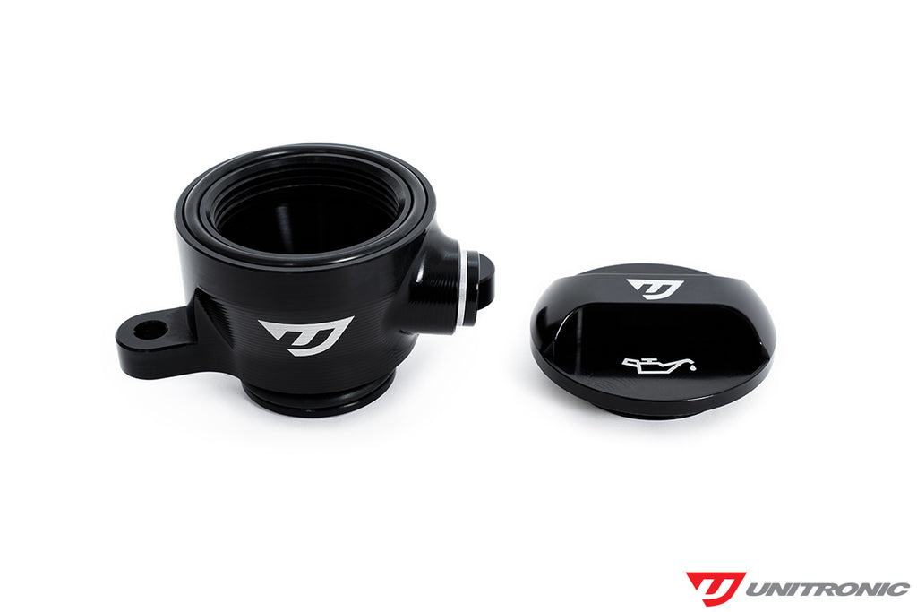 Unitronic Low Profile Black Anodized Oil Fill Neck - Audi RS3 / TT RS 2.5TFSI 2017+