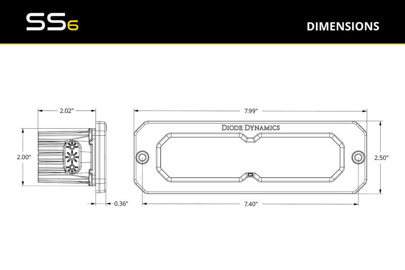 Diode Dynamics SS6 Yellow Combo/Driving Max Flush Mount LED Light Bar (Single)