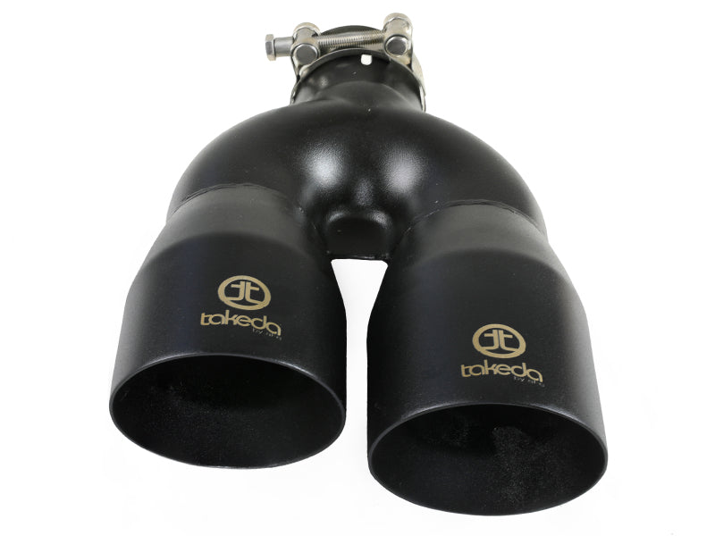 aFe Takeda 2-1/2" 304 Stainless Steel Black Left Exhaust Tip - Universal