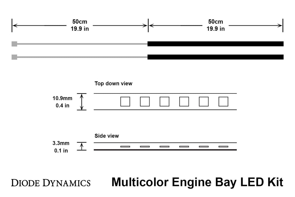 Diode Dynamics RGBW Multicolor Engine Bay LED Kit (2 Strips) - Universal Fitment