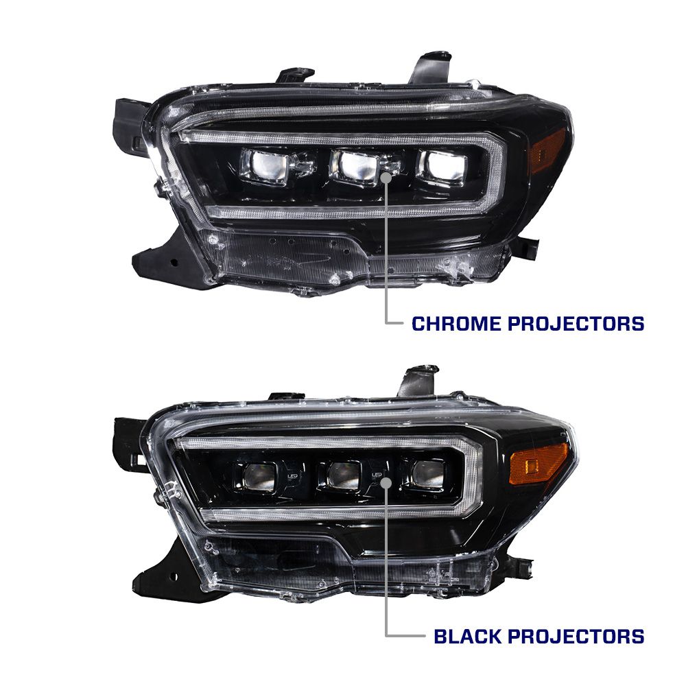 Diode Dynamics Chrome LED Projector Headlights with Selectable DRL (Pair) - Toyota Tacoma 2016-2023