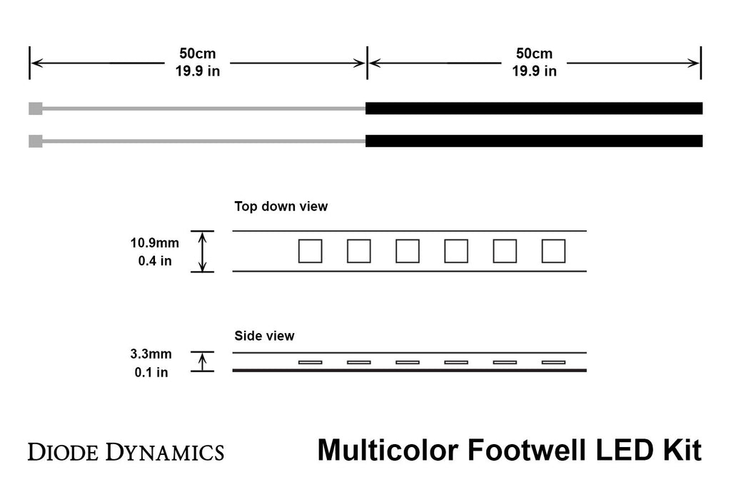 Diode Dynamics RGBW Multicolor Footwell LED Kit (4 Strips) - Universal Fitment