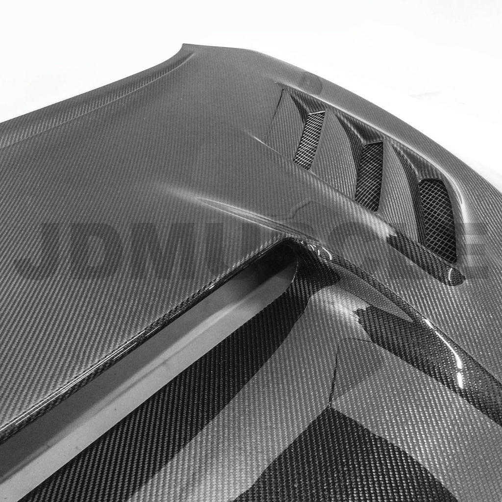 JDMuscle Carbon Fiber Hood V2 w/ Heat Extract - Subaru WRX / STi 2015-2021