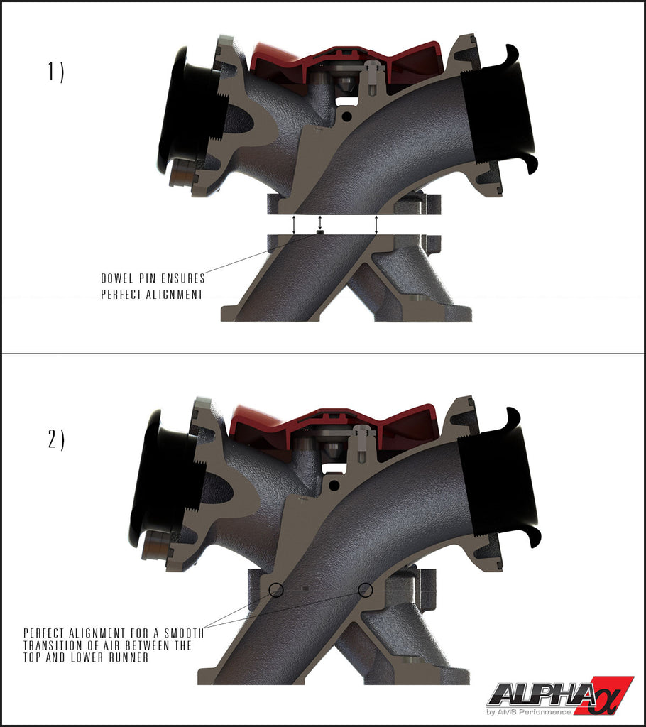 AMS Performance Alpha Carbon Fiber / Gold Billet Intake Manifold (Triple Fuel Rail; 18 injector) - Nissan GT-R R35 2009+