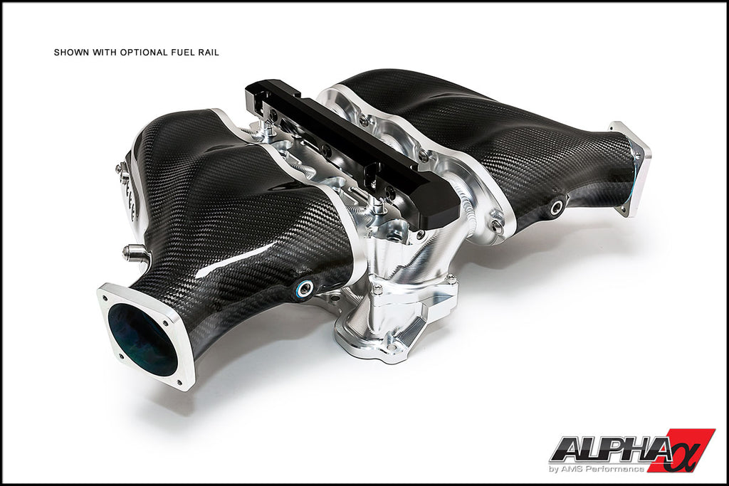 AMS Performance Alpha Carbon Fiber / Gold Billet Intake Manifold (Triple Fuel Rail; 18 injector) - Nissan GT-R R35 2009+