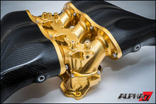 Load image into Gallery viewer, AMS Performance Alpha Carbon Fiber / Gold Billet Intake Manifold (Triple Fuel Rail; 18 injector) - Nissan GT-R R35 2009+