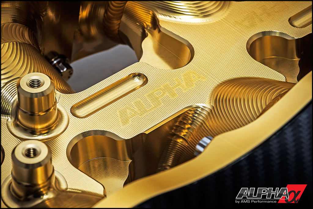 AMS Performance Alpha Cast Plenum/Billet Intake Manifold w/Standard Fuel Rail (Gold) - Nissan GT-R 2009-2021