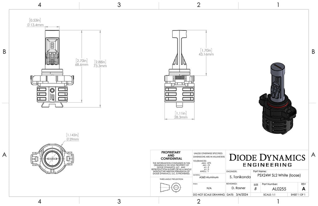 Diode Dynamics 5202/PSX24W Yellow SL2 LED Bulbs [Pair] - Universal