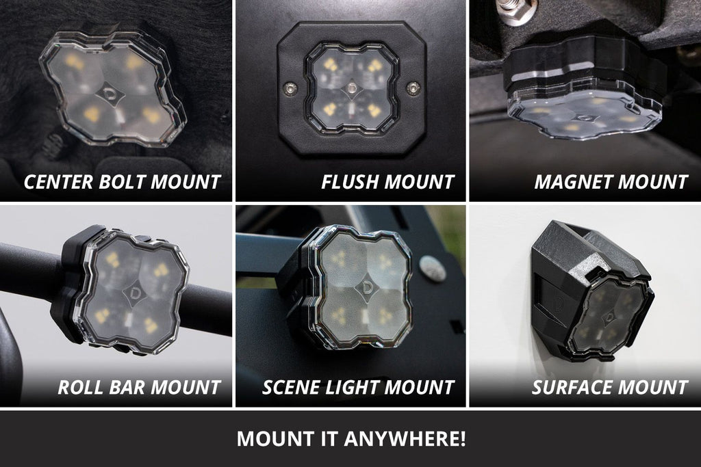 Diode Dynamics Stage Series Dual-Color White/Amber LED Rock Light Kit (8-pack) w/ Magnet Mounts - Universal Fitment