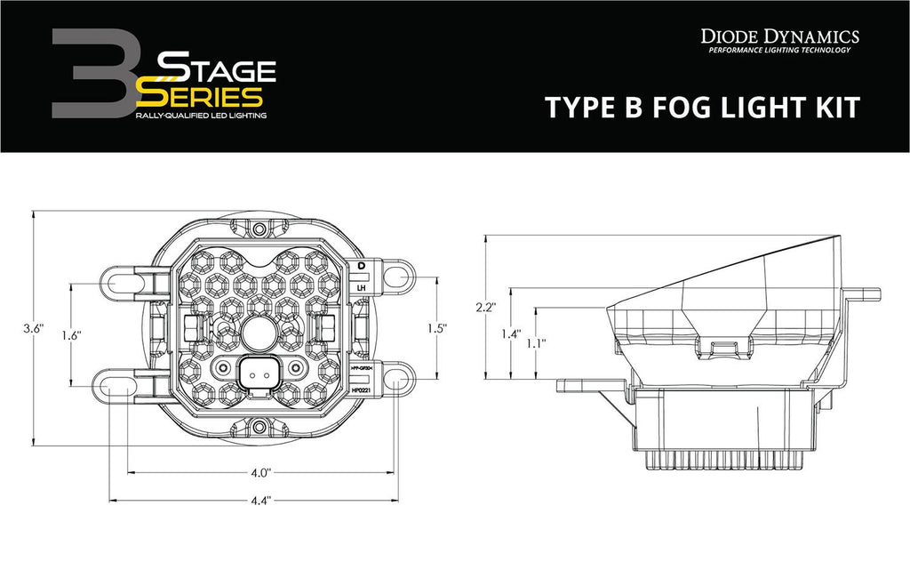 Diode Dynamics SS3 Dual-Color Wide SAE Type B Fog Light Kit - Multiple Fitments