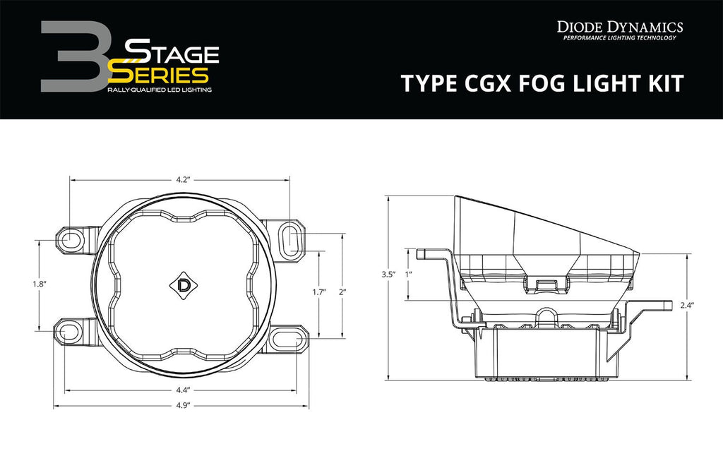 Diode Dynamics SS3 Dual-Color Wide SAE Type CGX Fog Light Kit - Multiple Fitments
