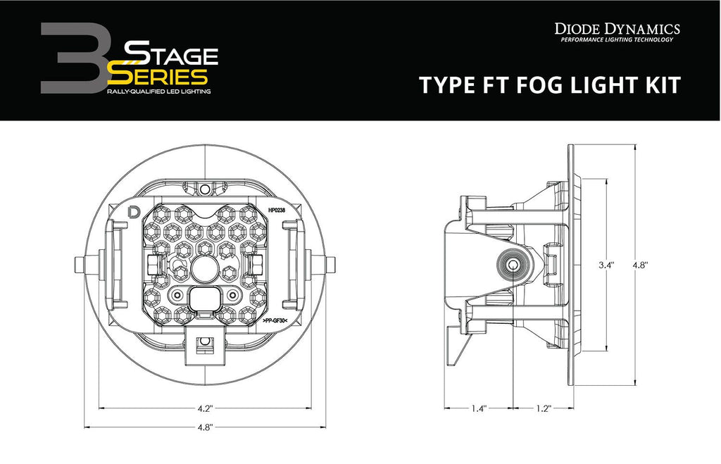 Diode Dynamics SS3 Dual-Color Wide SAE Type FT Fog Light Kit - Multiple Fitments