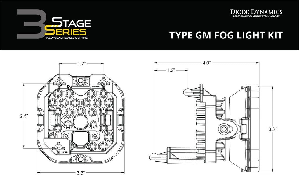 Diode Dynamics SS3 Dual-Color Wide SAE Type GM Fog Light Kit - Multiple Fitments