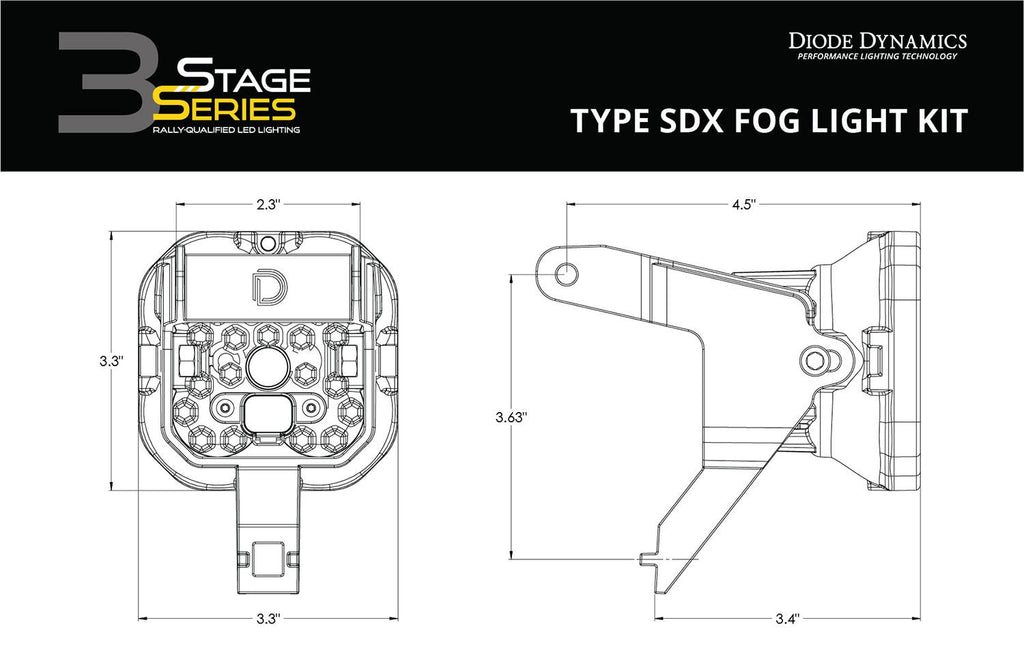Diode Dynamics SS3 Dual-Color Wide SAE Type SDX Fog Light Kit - Multiple Ford Fitments
