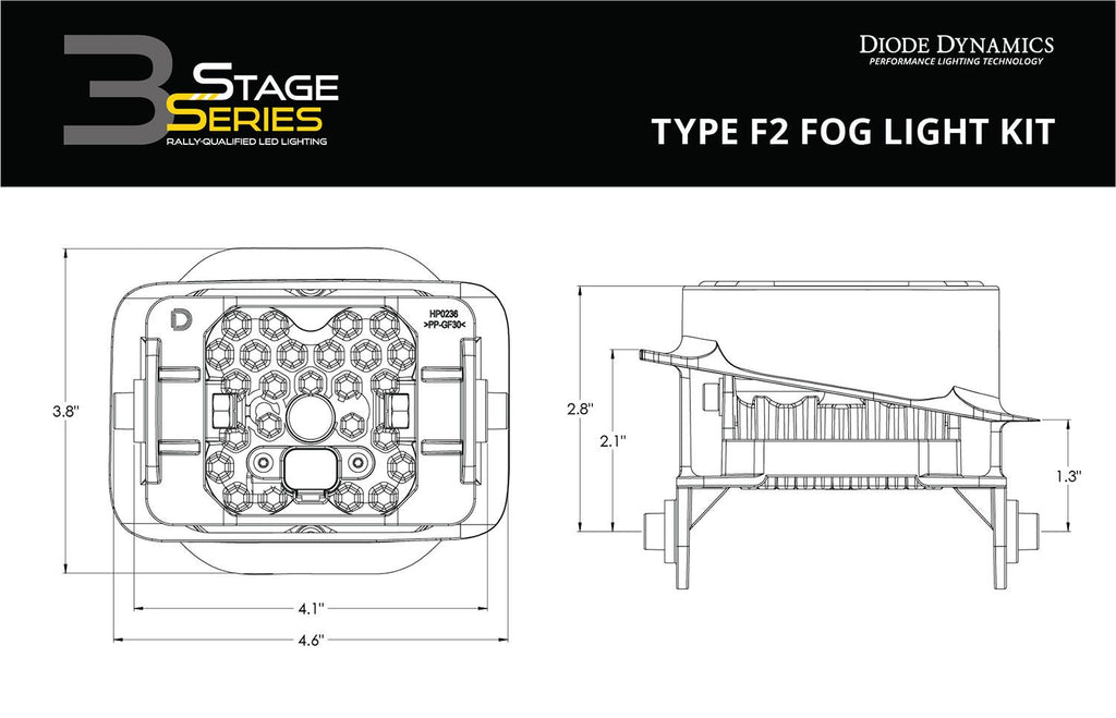 Diode Dynamics SS3 Dual-Color Wide SAE Type F2 Fog Light Kit - Multiple Ford Fitments