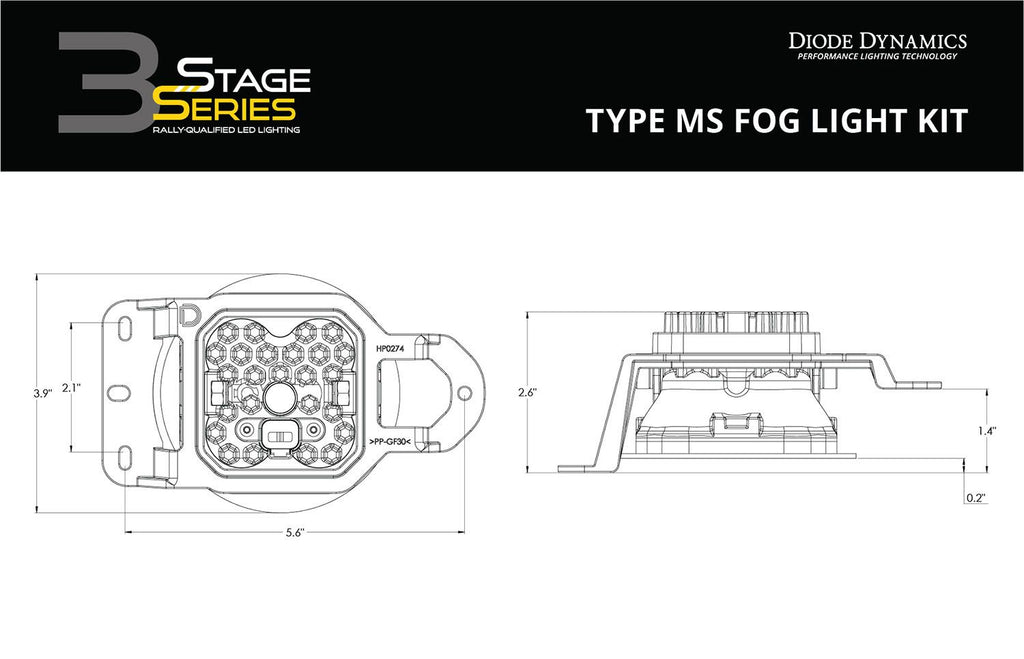 Diode Dynamics SS3 Dual-Color Wide SAE Type MS Fog Light Kit - Jeep Gladiator Sport / Wrangler Sport 2018-2021