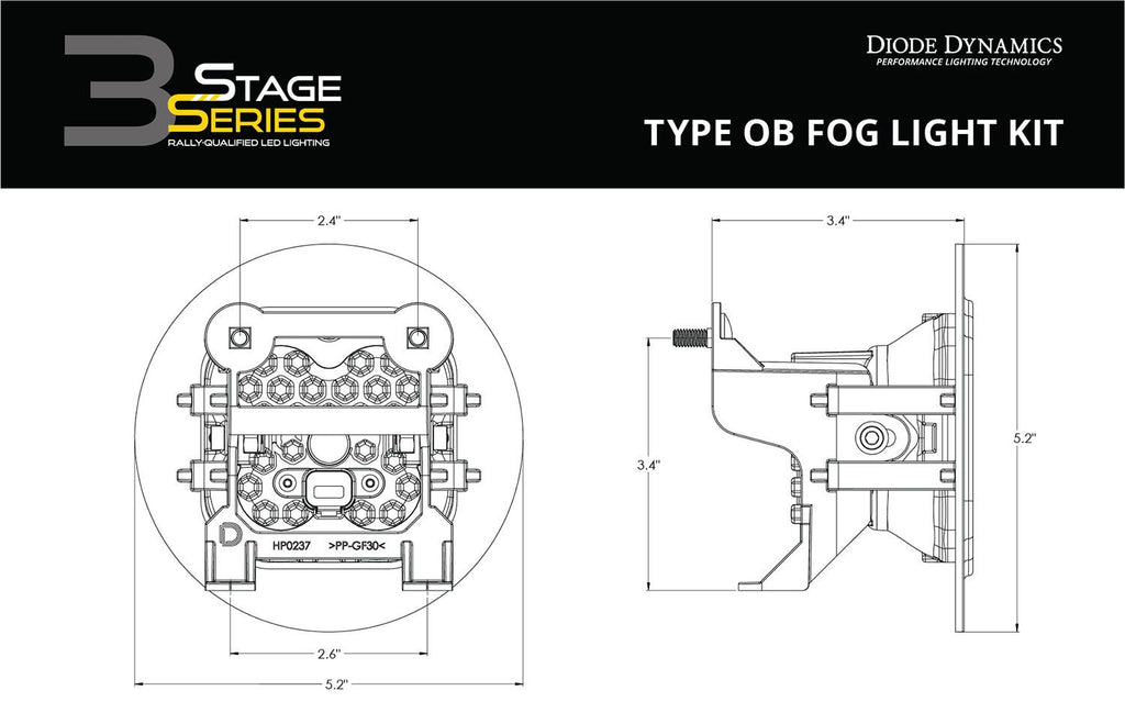 Diode Dynamics SS3 Dual-Color Wide SAE Type OB Fog Light Kit - Subaru Outback 2005-2009 & 2013-2019