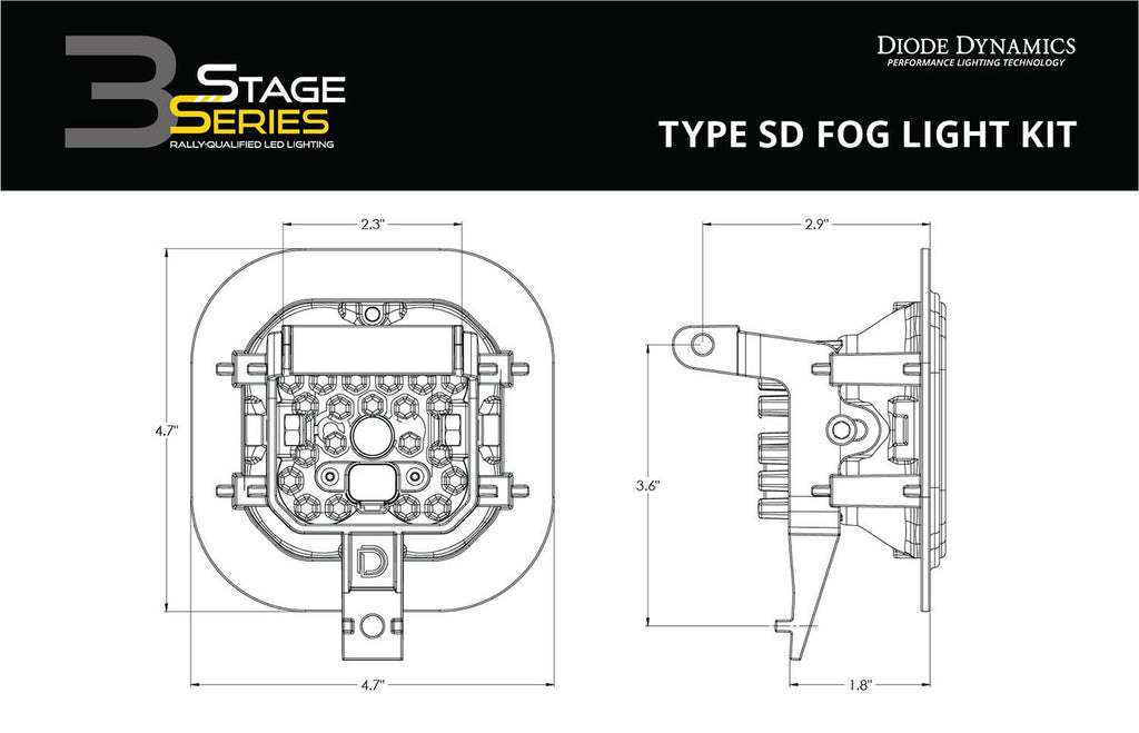 Diode Dynamics SS3 Dual-Color Wide SAE Type SD Fog Light Kit - Ford F-250/F-350 Superduty 2011-2016