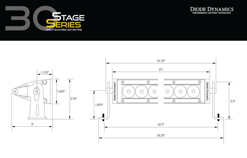 Diode Dynamics Stage Series 30" White Driving Classic Light Bar - Universal Fitment
