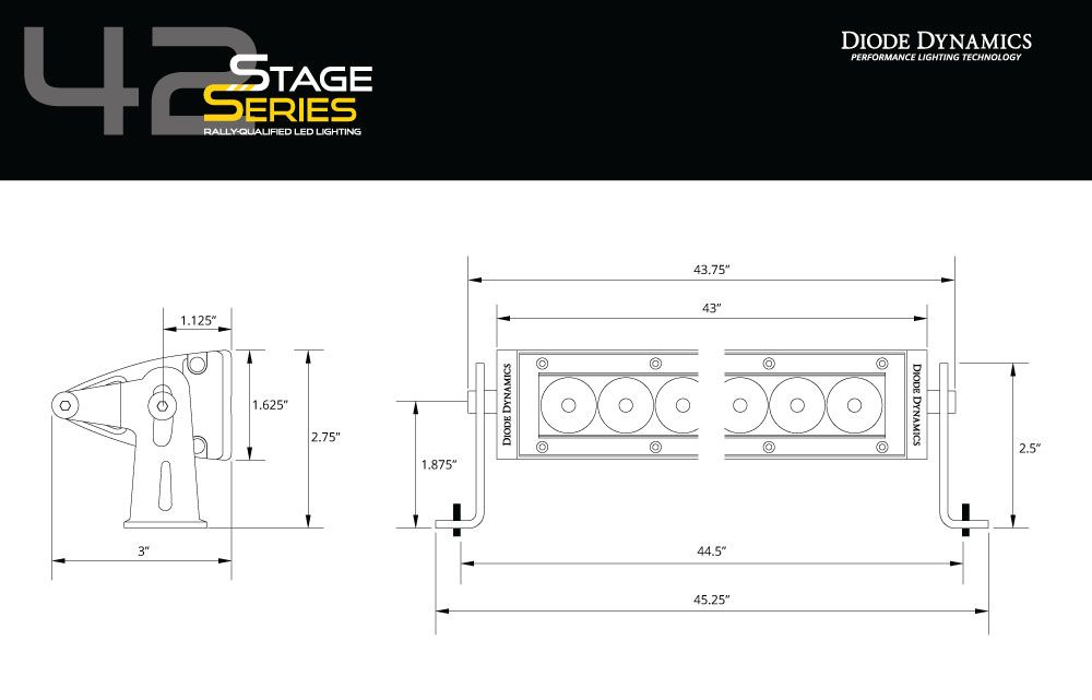 Diode Dynamics Stage Series 42" White Combo Classic Light Bar - Universal Fitments