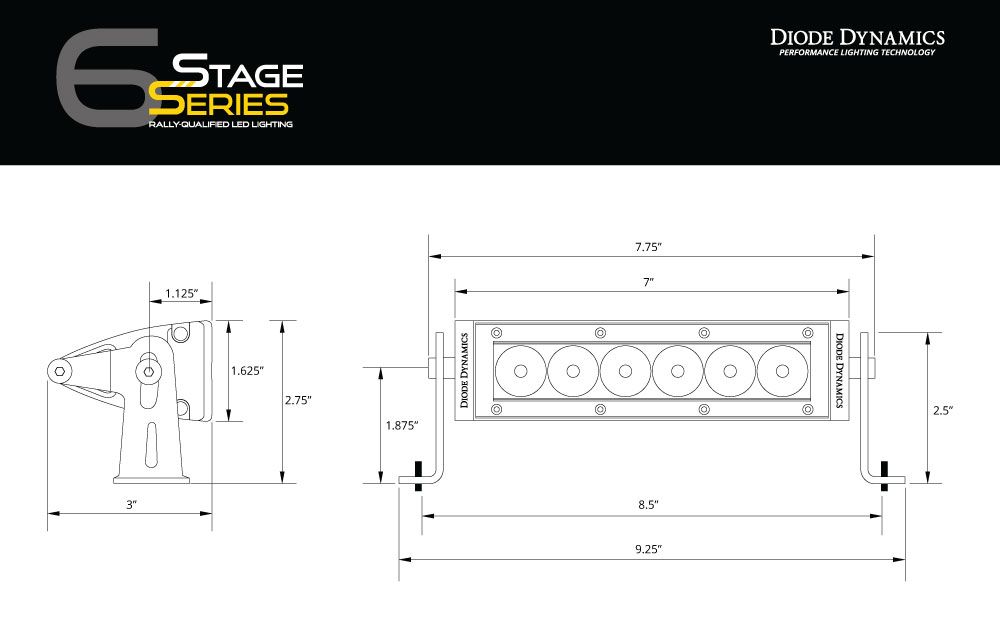 Diode Dynamics Stage Series 6" SAE Amber Light Bar (Pair) - Universal