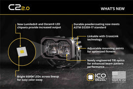 Diode Dynamics C2 2.0 Sport Yellow Driving Standard [Amber Backlight; Pair] - Universal