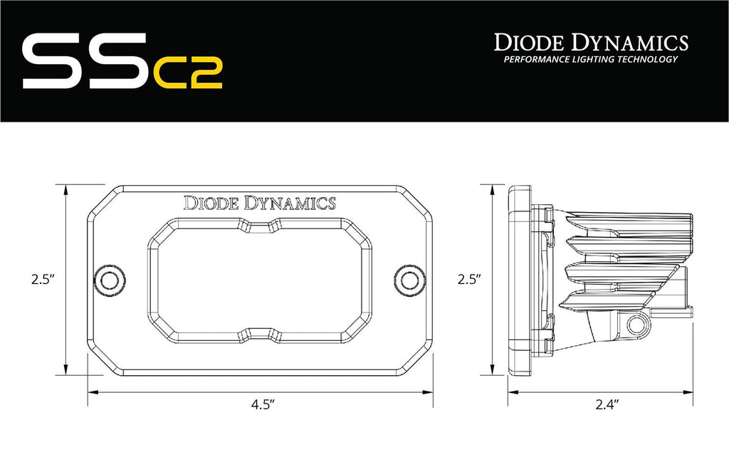 Diode Dynamics C2 1.0 SAE White Combo Sport ABL Flush Mount LED Pod (Single) - Universal Fitment