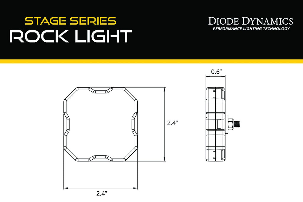 Diode Dynamics Stage Series Universal White Diffused Rock Light SXS Installer Kit (4-pack) - Universal