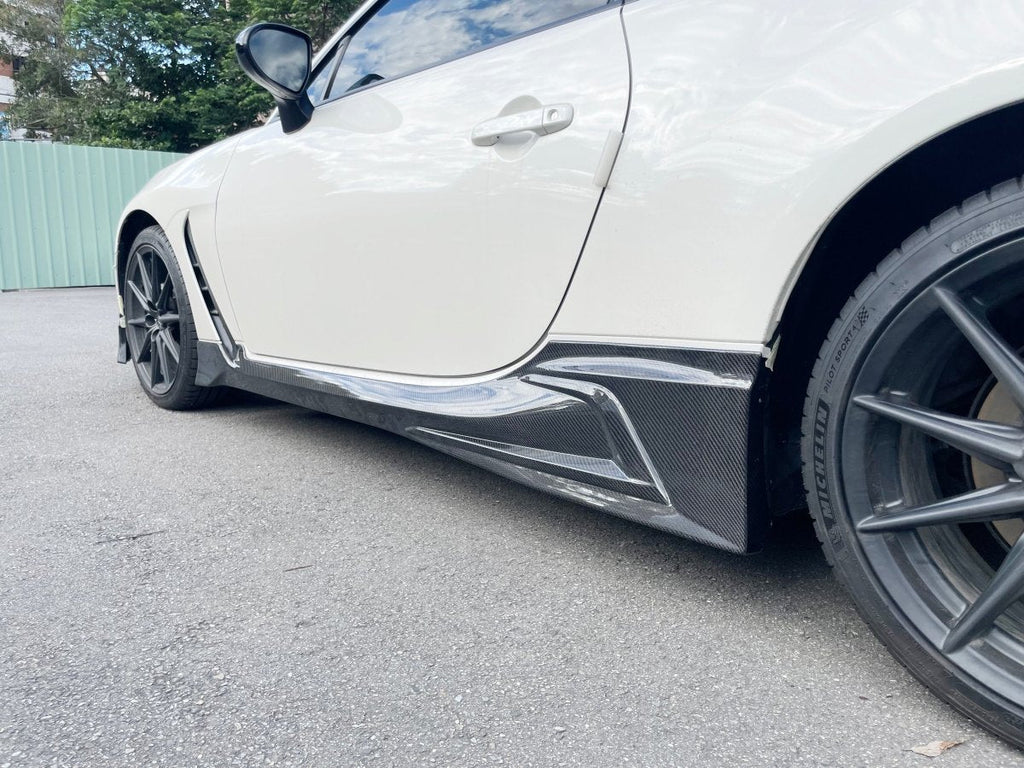 JDMuscle TR Style Carbon Fiber Side Skirt Add-on Lip - Subaru BRZ / Toyota GR86 2022+