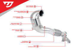 Unitronic Performance Catted Downpipe - Audi A3 Quattro / S3 / Volkswagen Golf R 2.0TSI 2015-2020