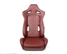 Load image into Gallery viewer, NRG Reclinable Sport Seats (Pair) The Arrow Maroon Vinyl w/ Pressed NRG logo w/ Maroon Stitch
