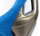 NRG FRP Bucket Seat ULTRA Edition - Large (Blue Alcantara/Gold Glitter Back)