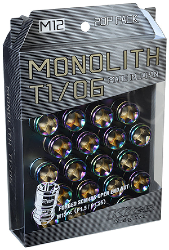 Project Kics 12 x 1.25 Neochrome T1/06 Monolith Lug Nuts - 20 Pcs