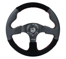 Load image into Gallery viewer, NRG Reinforced Steering Wheel (320mm/ 2.5in. Deep) Sport Leather / Suede w/ Red Stitch