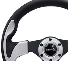 Load image into Gallery viewer, NRG Reinforced Steering Wheel (320mm) Blk w/Silver Trim &amp; 5mm 3-Spoke