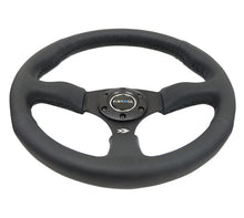 Load image into Gallery viewer, NRG Reinforced Steering Wheel (350mm / 2.5in. Deep) Blk Leather Comfort Grip w/5mm Matte Blk Spokes