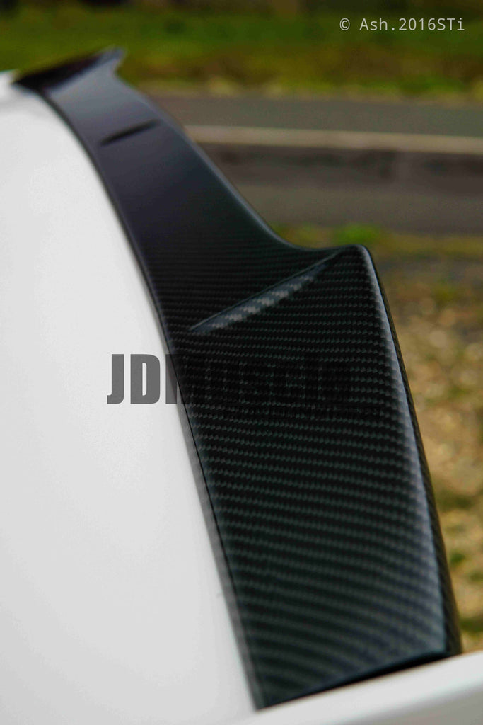 JDMuscle Tanso Carbon Fiber Wing Gurney Flap V2 - Subaru WRX & STi w/ OEM STI Wing 2015-2021