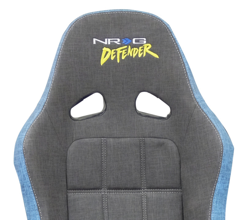 NRG Defender Seat/ Water Resistant Steel Frame Suspension - Gray w/ Blue Trim w/ Defender Logo