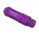 NRG 700 Series M12 X 1.25 Steel Lug Nut w/Dust Cap Cover Set 21 Pc w/Locks & Lock Socket - Purple