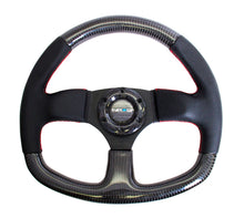 Load image into Gallery viewer, NRG Carbon Fiber Steering Wheel (320mm) Flat Bottom &amp; Leather Trim w/Red Stitching