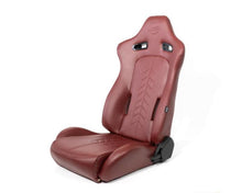 Load image into Gallery viewer, NRG Reclinable Sport Seats (Pair) The Arrow Maroon Vinyl w/ Pressed NRG logo w/ Maroon Stitch