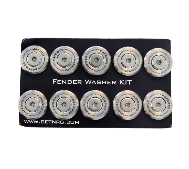 NRG M-Style Fender Washer Kit (TI Series) M6 Bolts For Plastic (Silver Wshr/Silver Scrw) - Set of 10