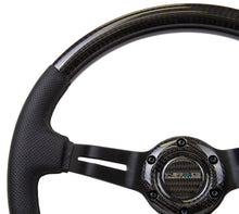 Load image into Gallery viewer, NRG Carbon Fiber Steering Wheel (350mm / 1.5in. Deep) Leather Trim w/Blk Stitch &amp; Slit Cutout Spokes